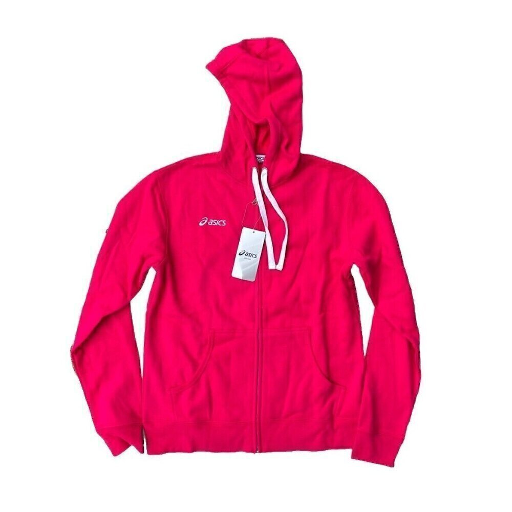 Asics Women's Pink Cotton Blend Zip Hoodie YT1487 Jacket Size XS S